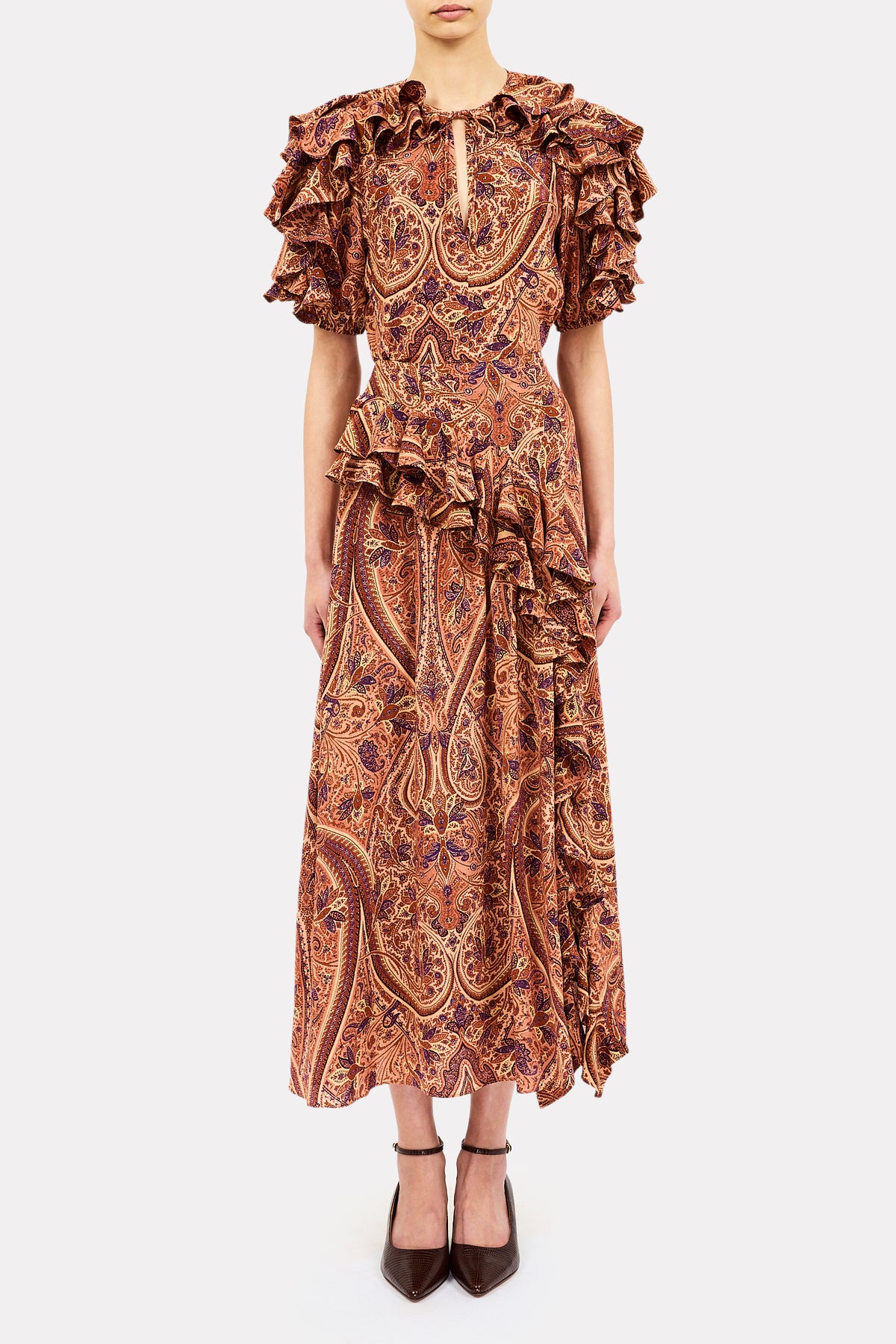 Riele Cascading Ruffle Silk Skirt