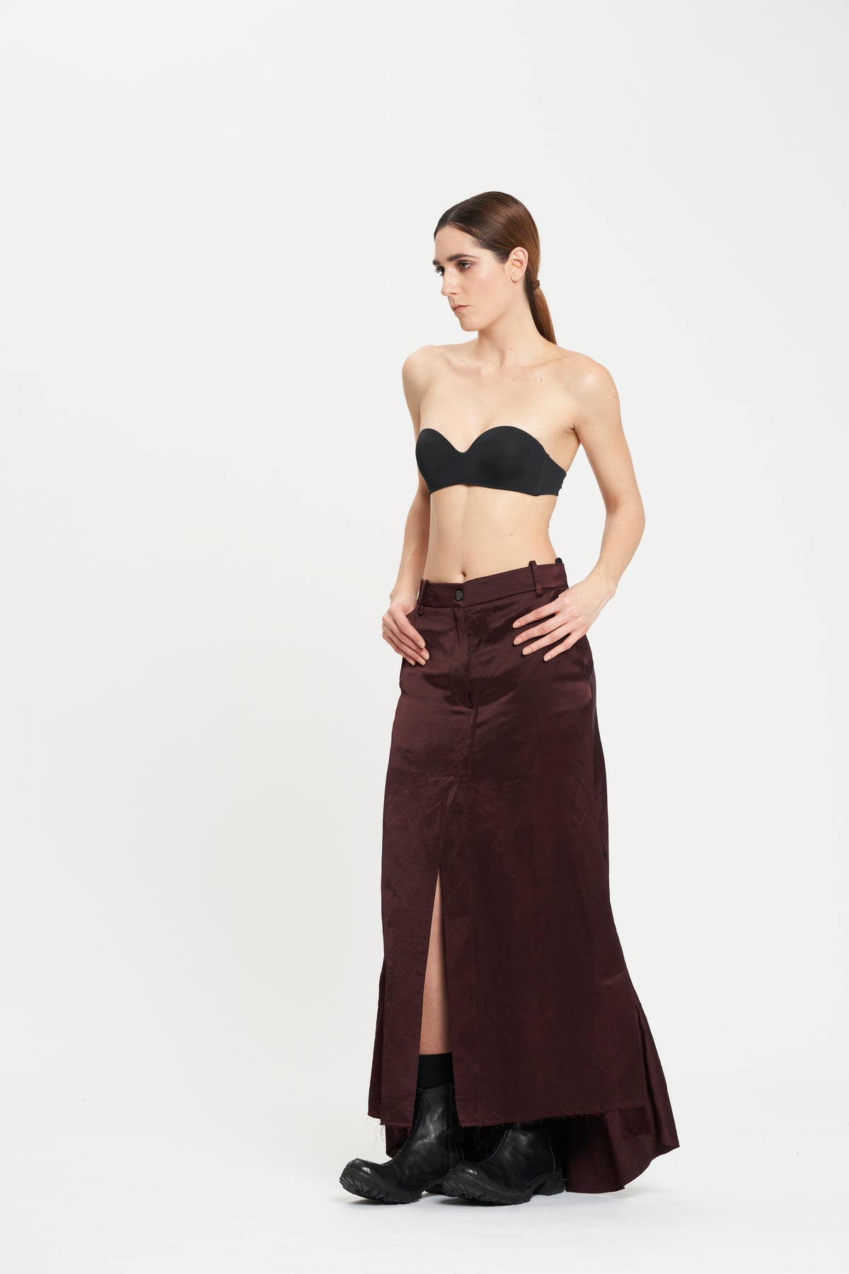 Masnada Beetroot jacquard maxi skirt