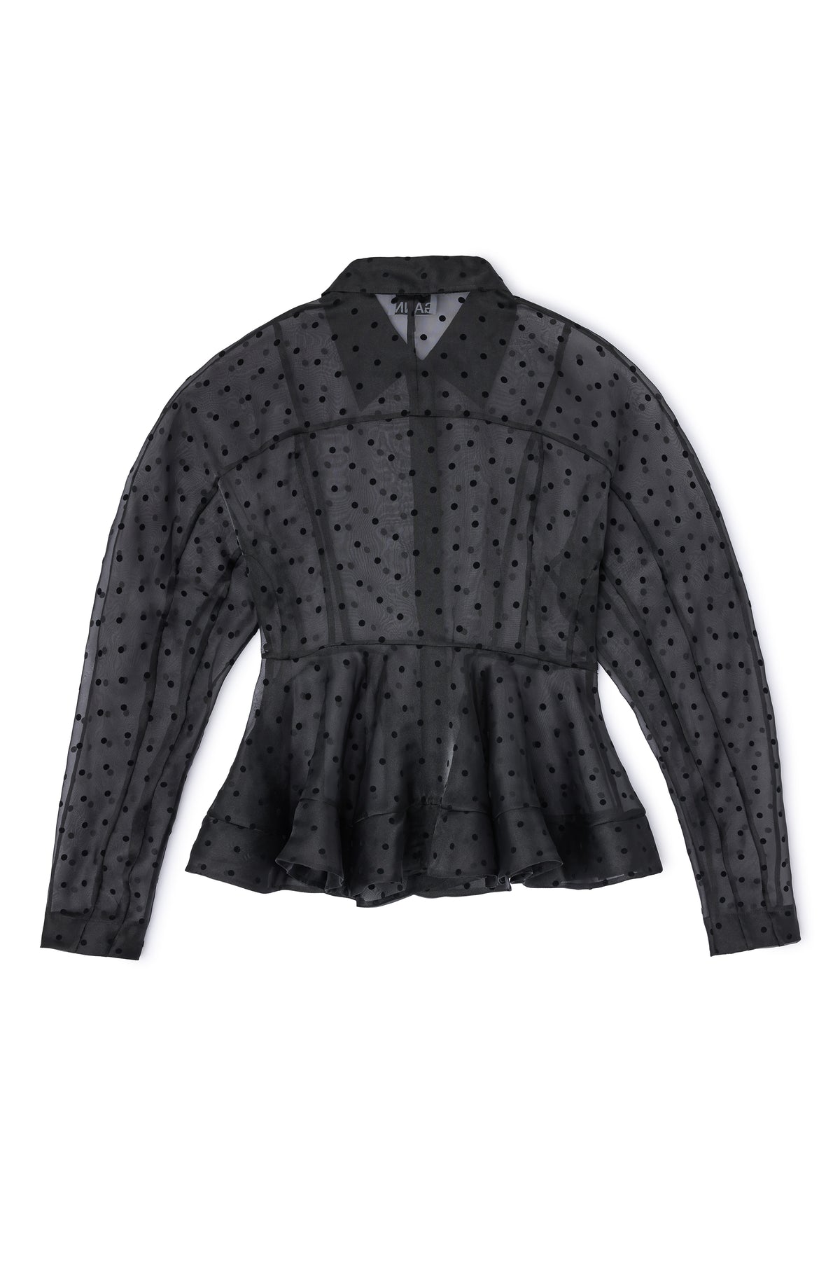 Flocked Organza Peplum Shirt