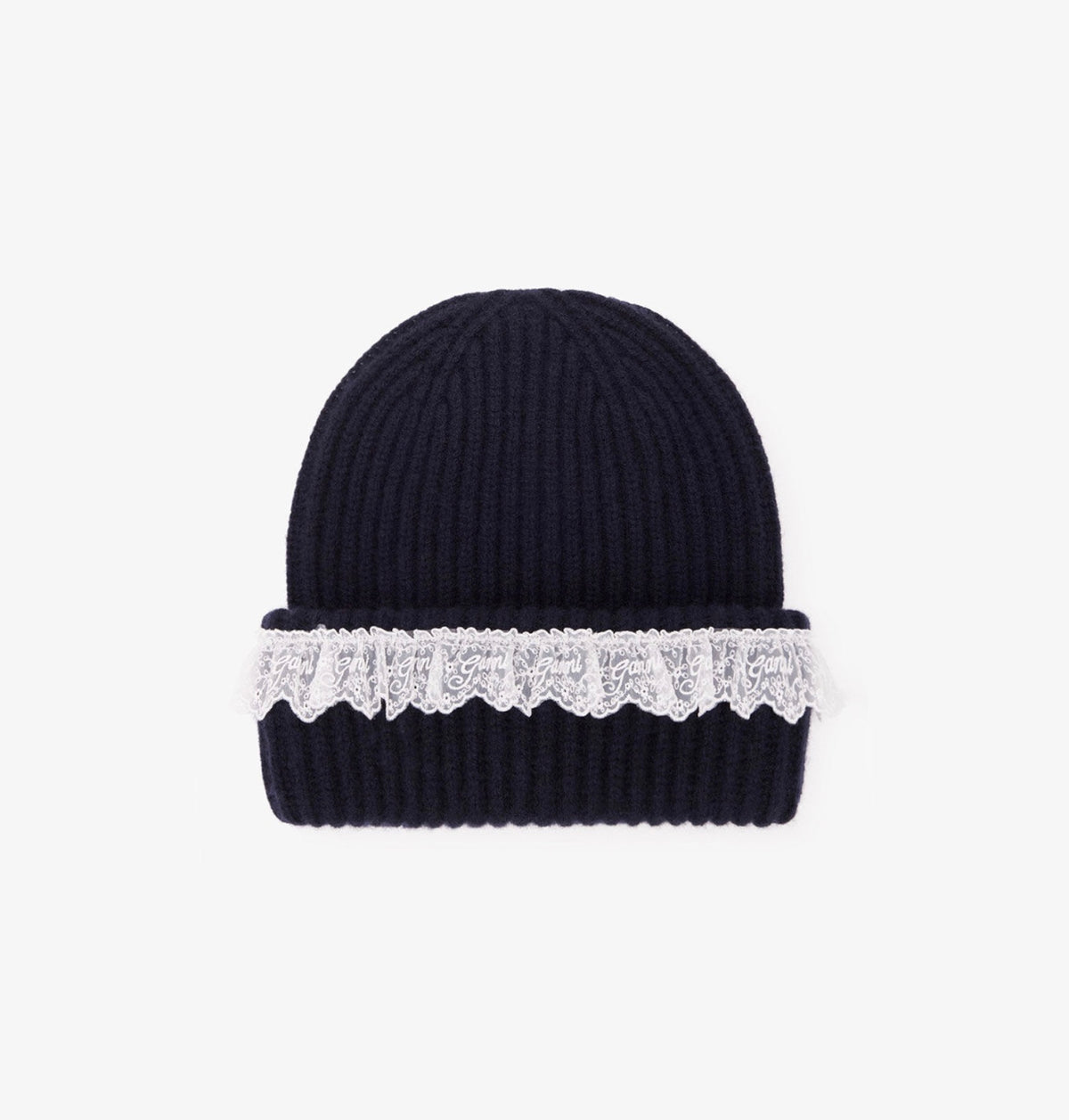 Ganni Compact Wool Lace Beanie