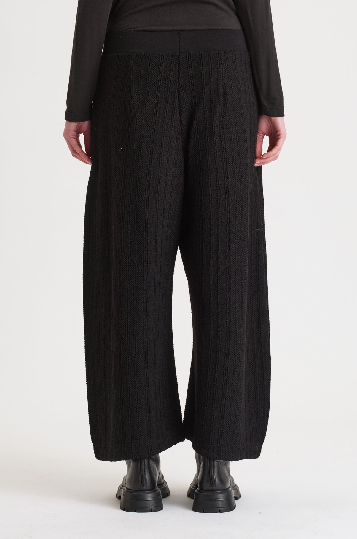 TRANSIT LOW-CROTCH TROUSERS IN CHEVRON WOOL WITH KNITTED WAISTBAND
