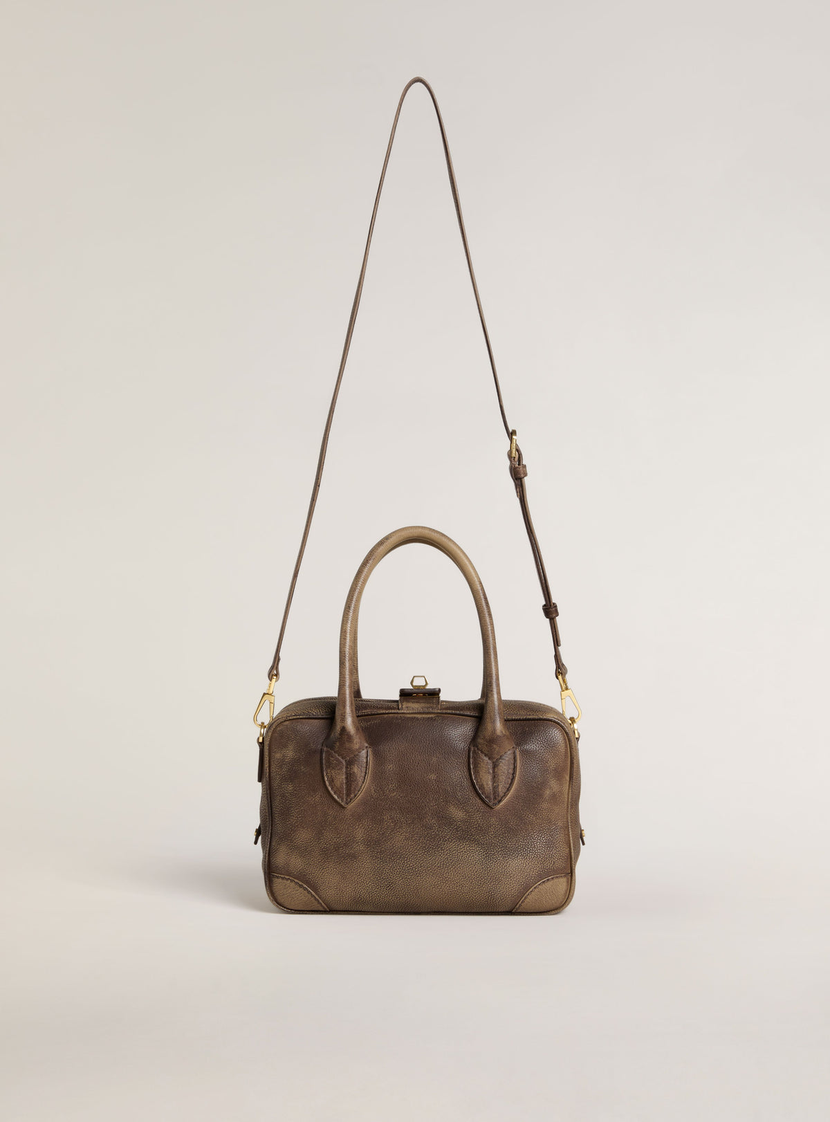VITA BAG TREATED LEATHER BODY GOLD METAL DETAILS