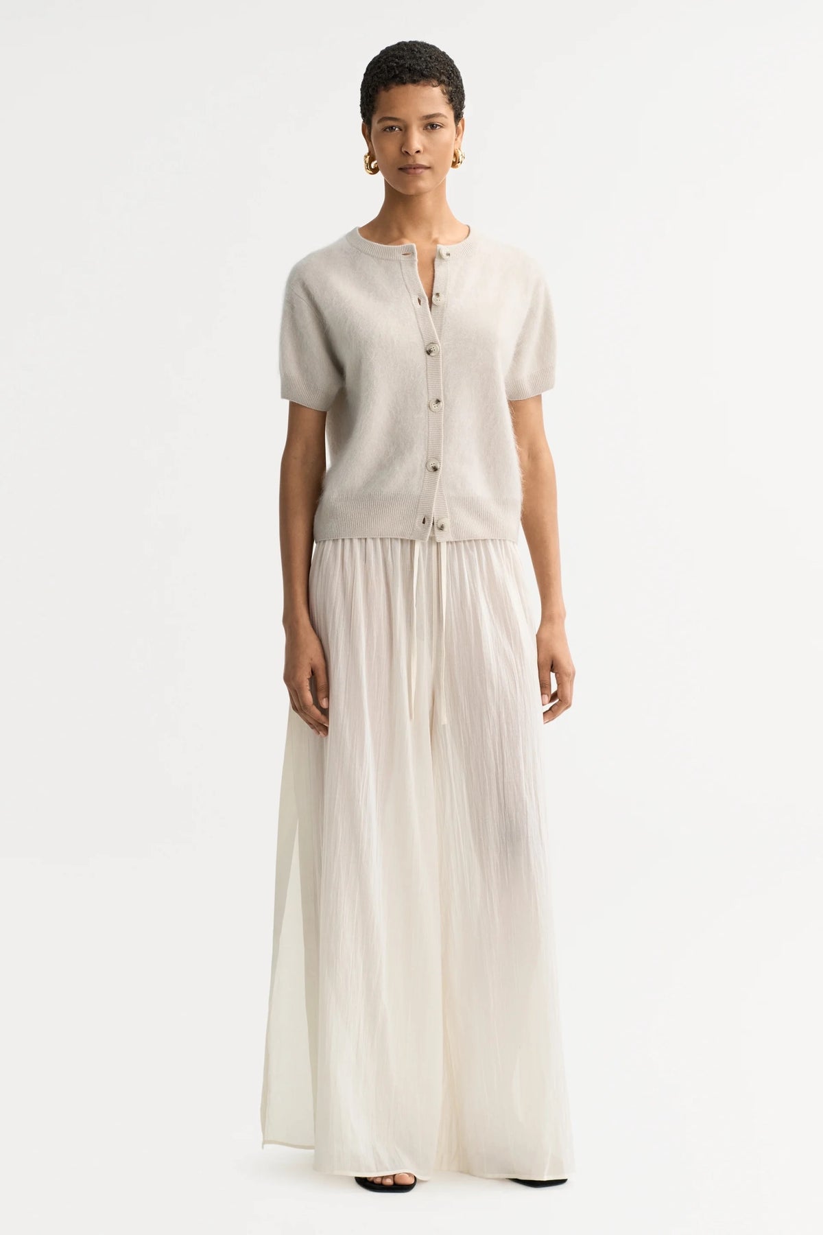 Soft Goat Brushed Short Sleeve Cardigan
