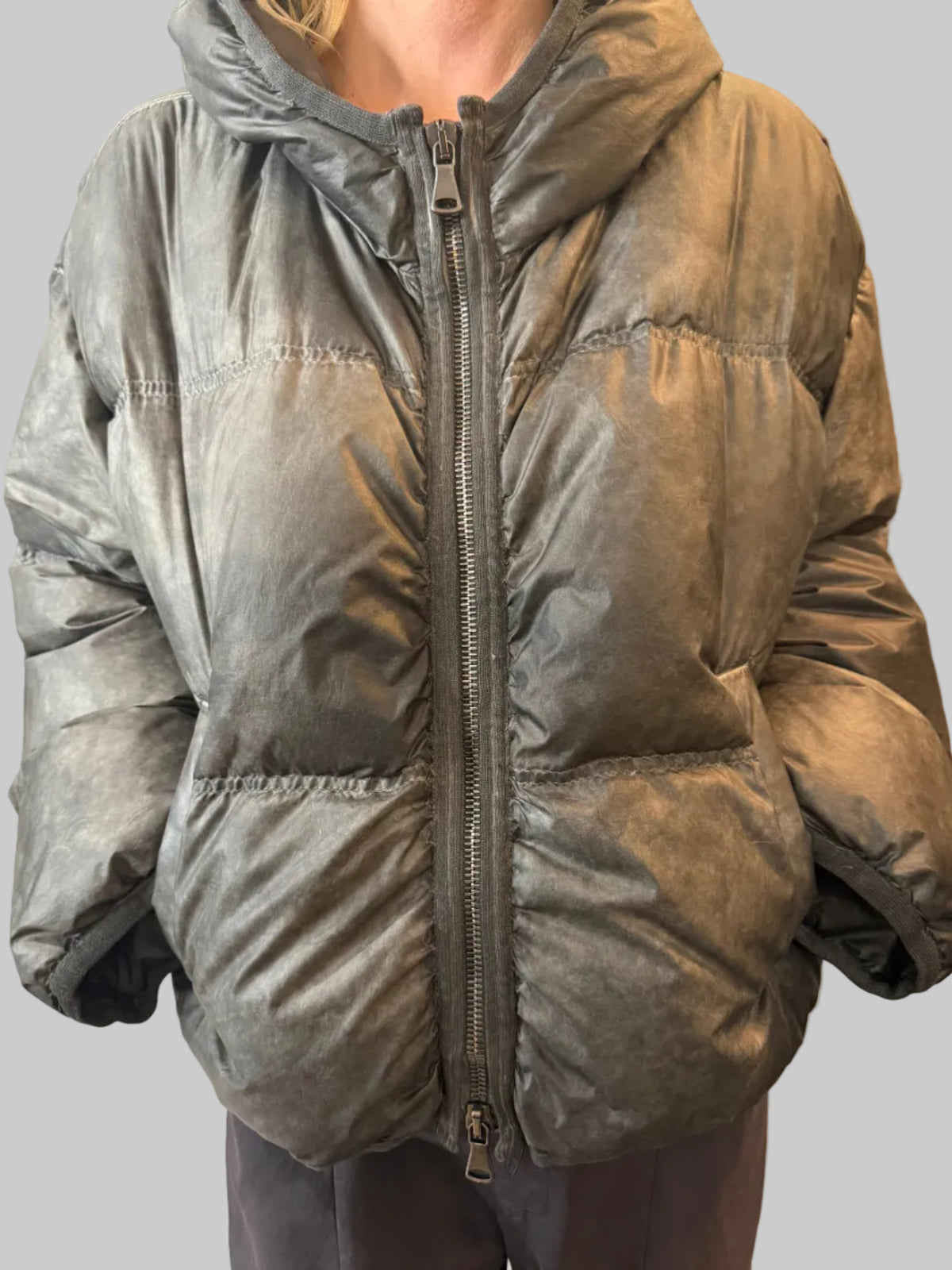 TRANSIT HOODED QUILTED GOOSE-DOWN BOMBER
