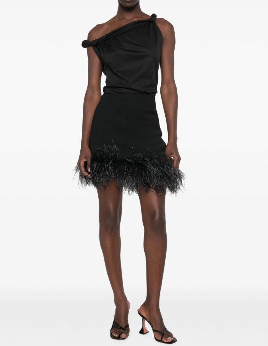PAROSH POKER SKIRT WITH FEATHERS