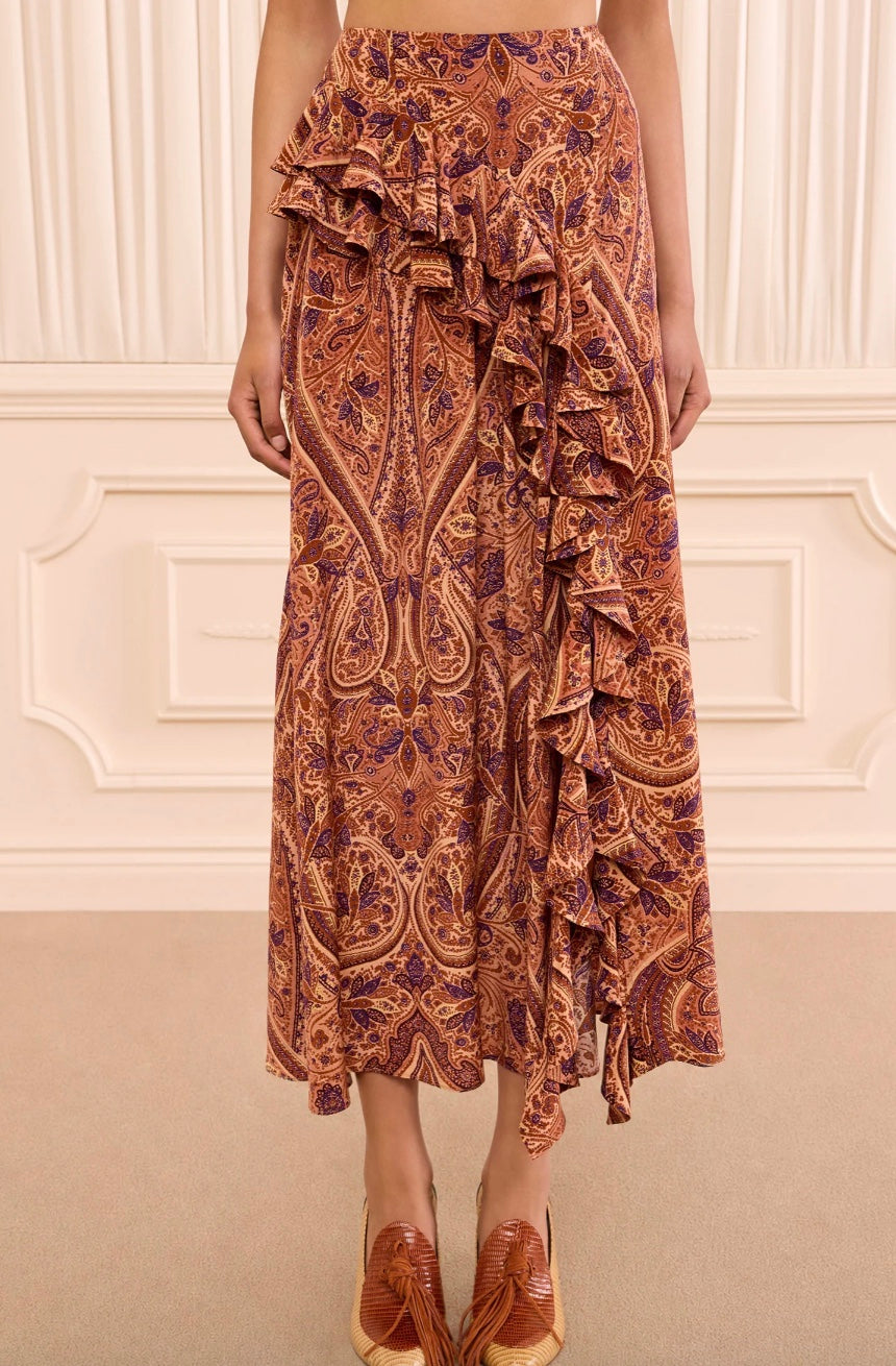Ulla Johnson Riele Cascading Ruffle Silk Skirt
