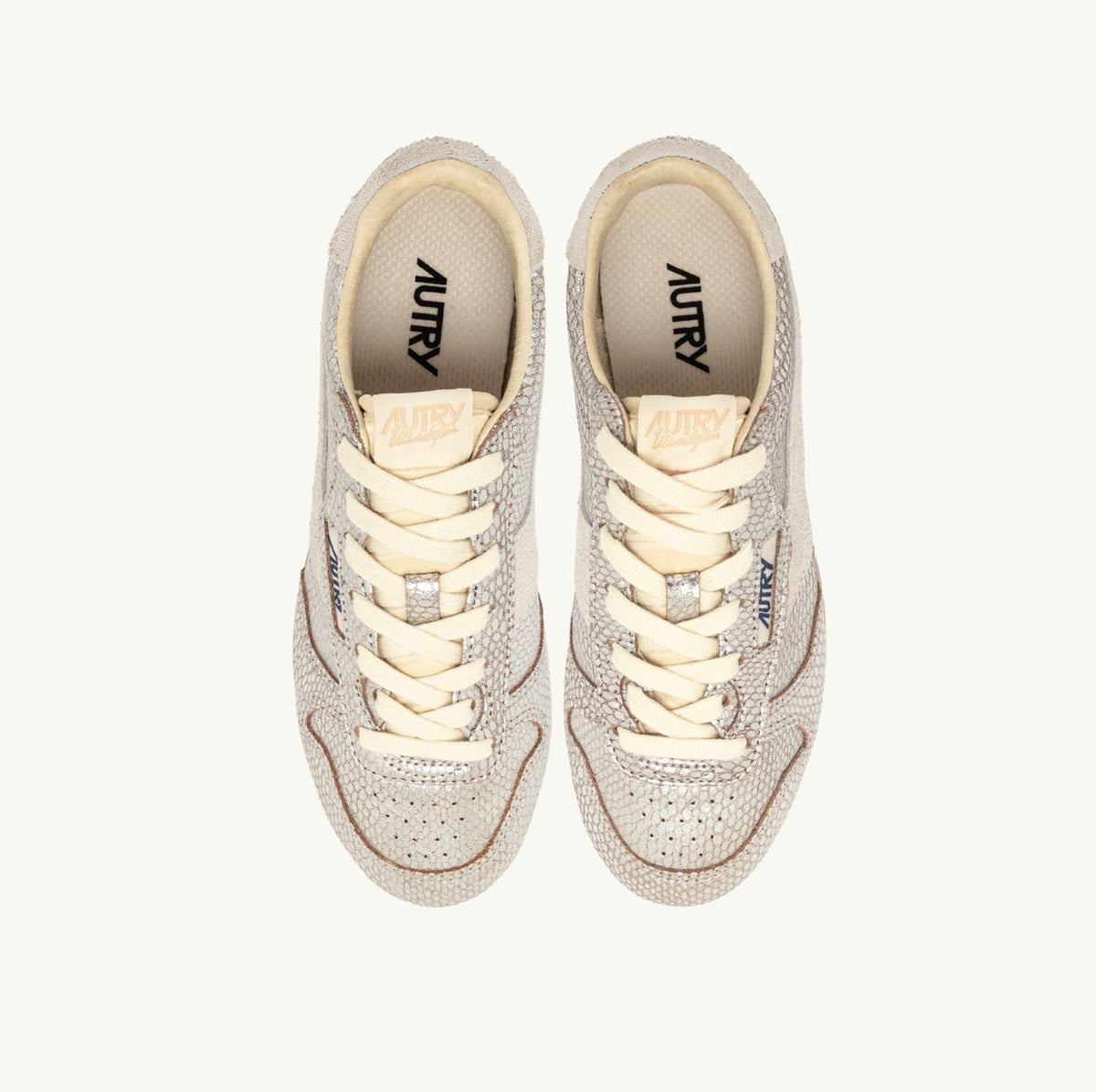 AUTRY WINDSPIN LOW WOM XA01 METALLIC SNAKE PRINT/SUEDE SILVER/WHITE