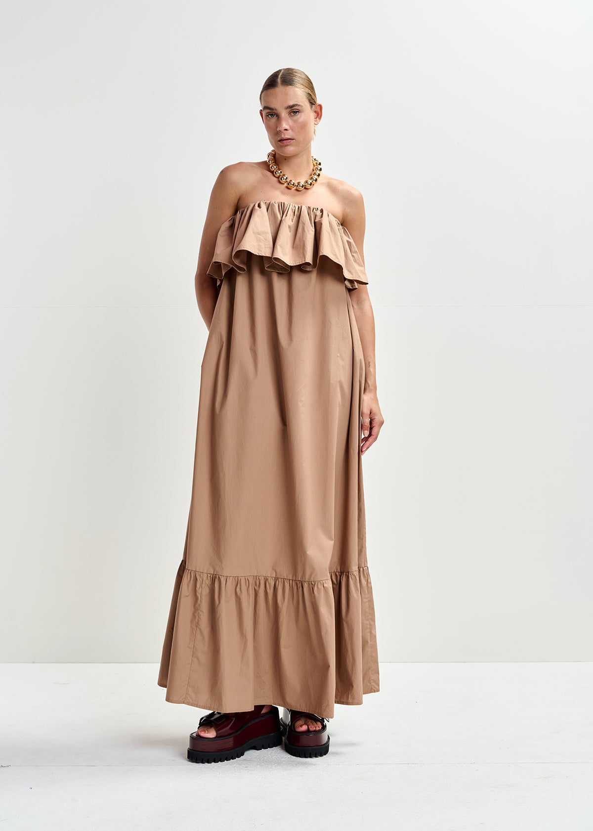 JOYCE BELTED RUFFLE DRESS