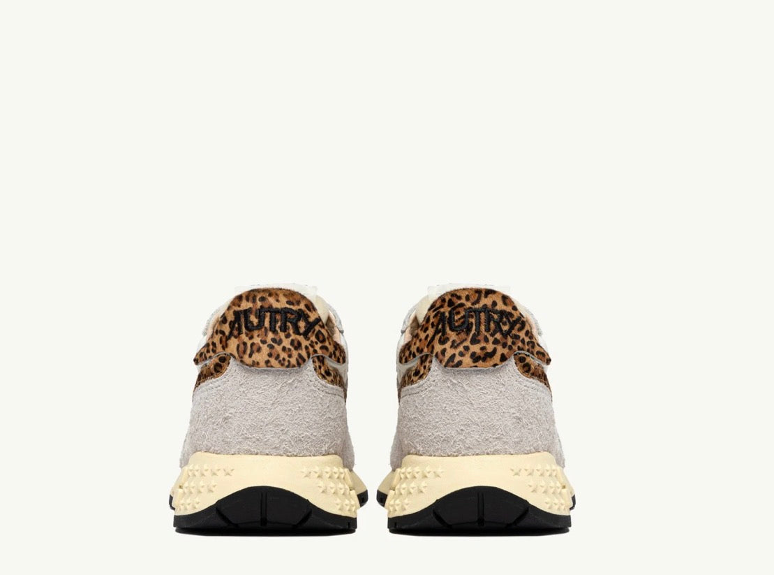 AUTRY REELWIND LOW SNEAKERS IN NYLON AND SUEDE COLOR WHITE AND LEOPARD
