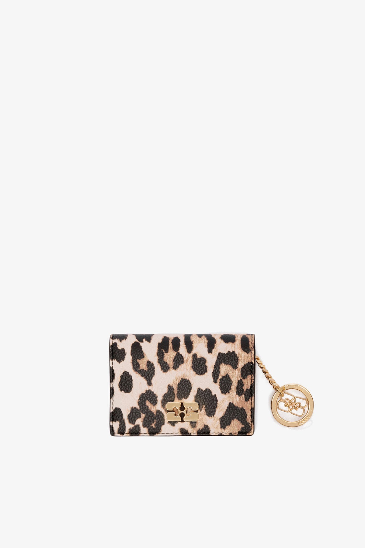 Ganni Leopard Grained Bou Card Holder With Flap