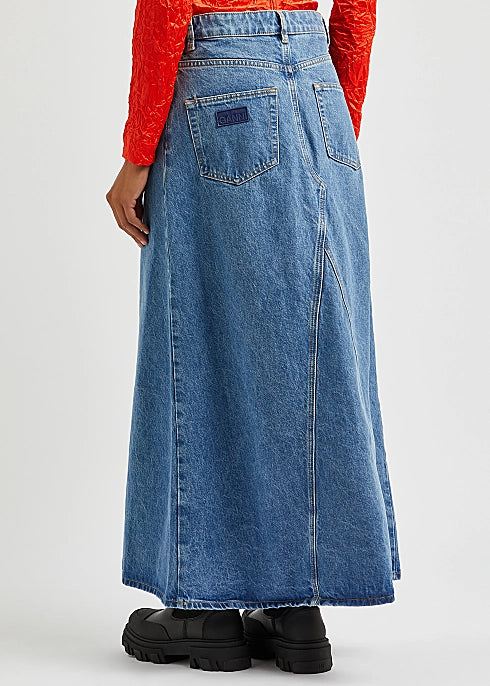Ganni long denim shop skirt