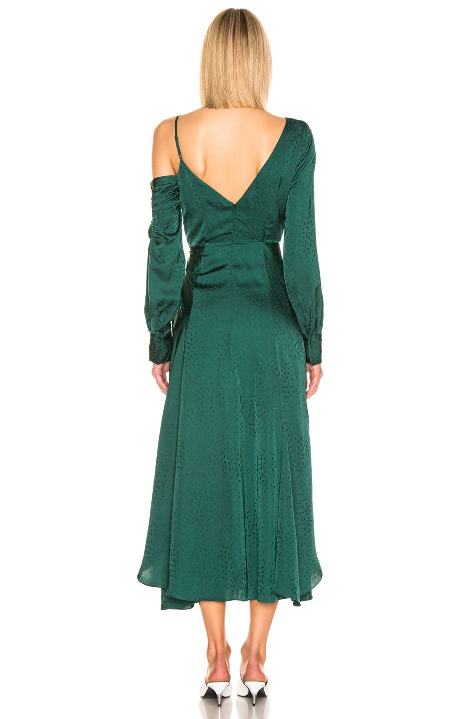 Robe asymétrique en jacquard vert Self Portrait