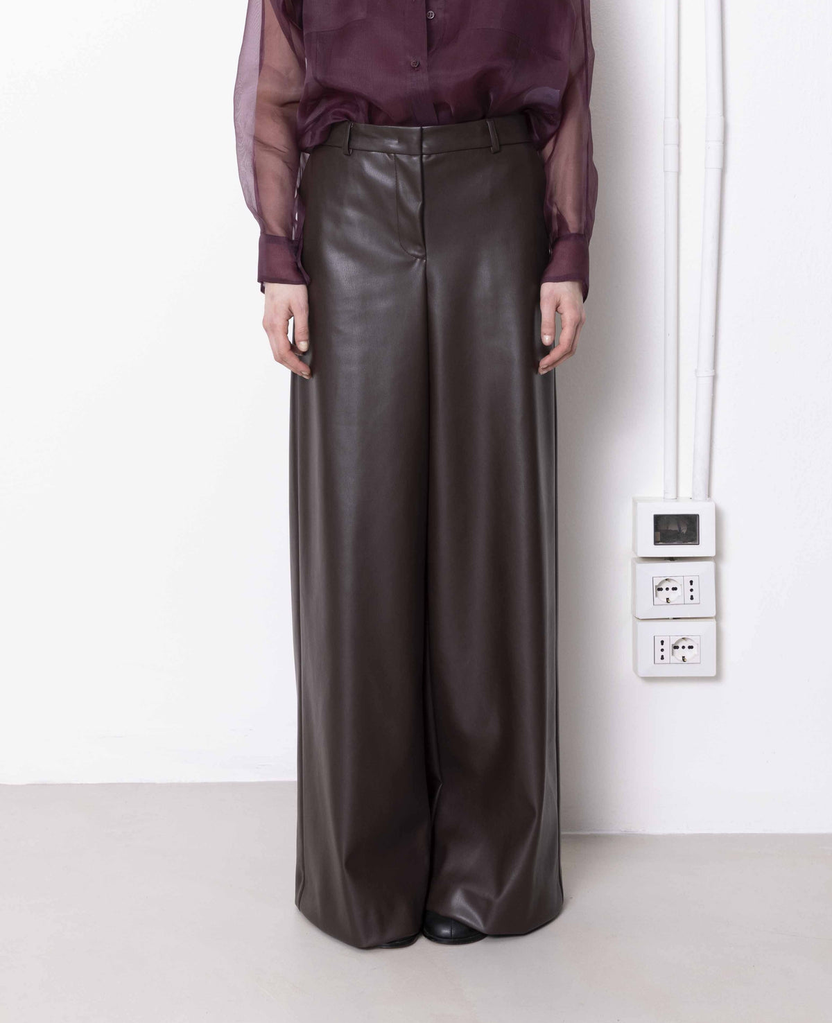 Nude Vegan Leather Trousers
