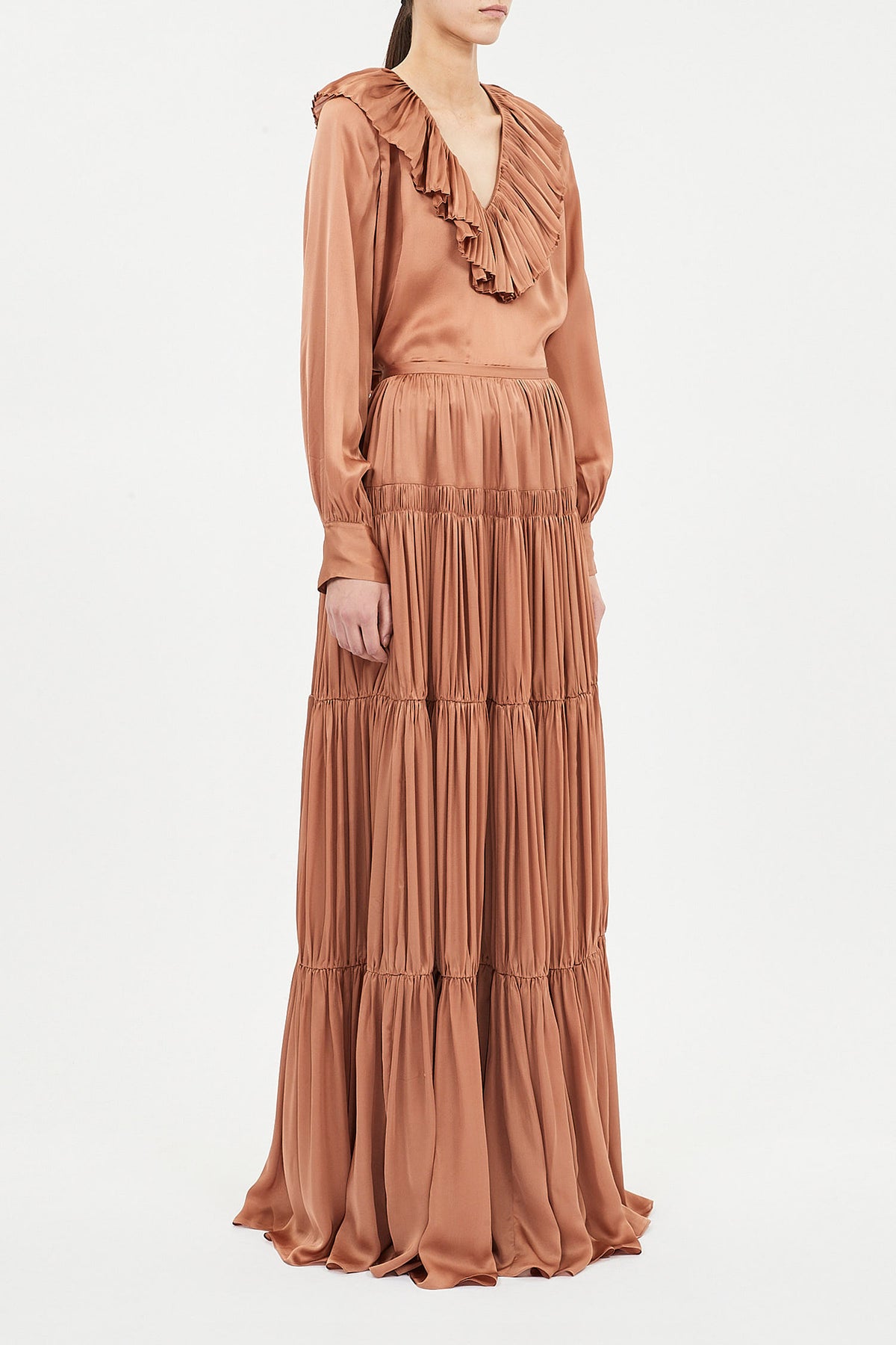 Gaelle Silk High Waist Maxi Skirt