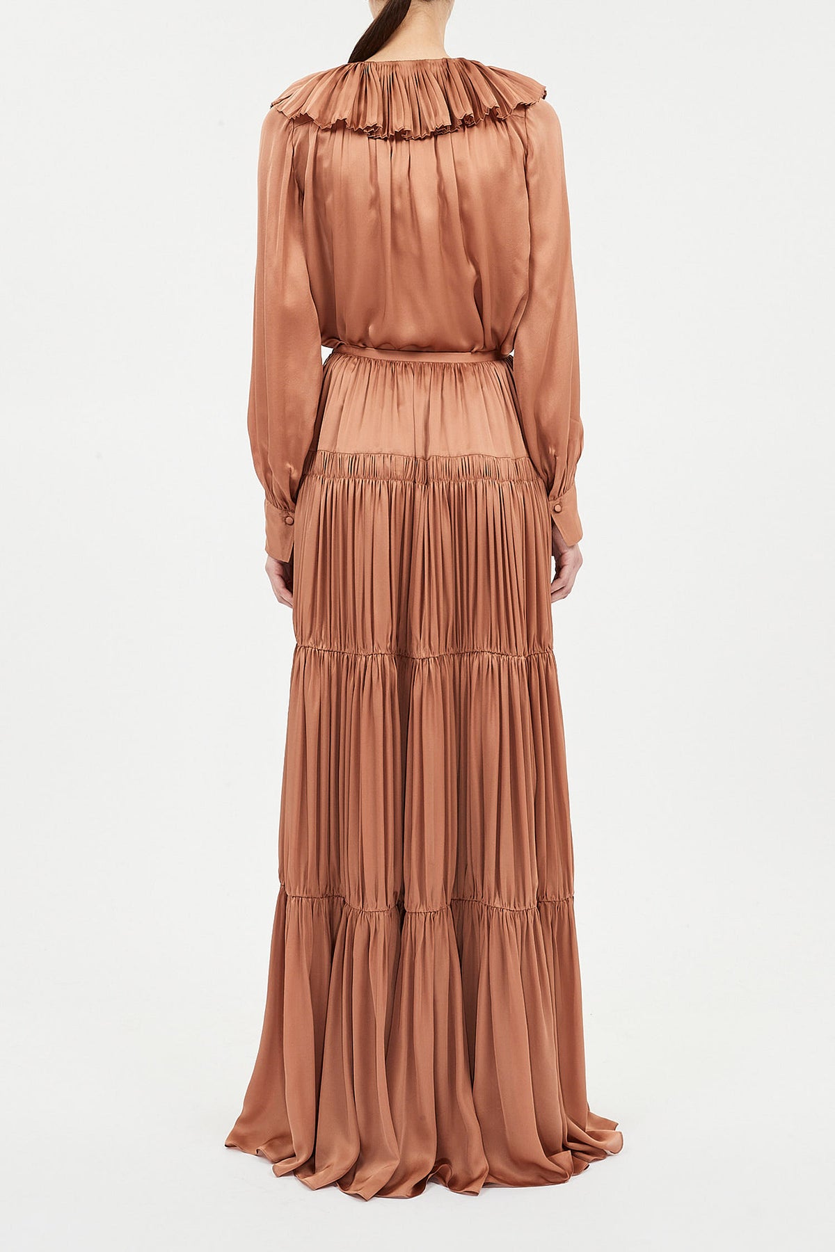 Gaelle Silk High Waist Maxi Skirt