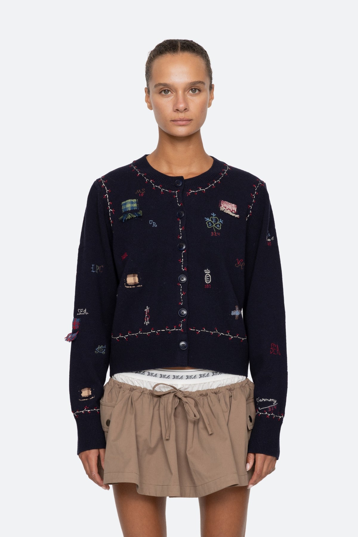 CLAIRA EMB KNIT CARDIGAN (D1)