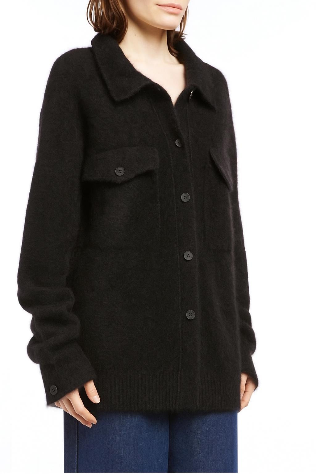 Parosh Raccoon Wool Cardigan Shirt Dark Grey