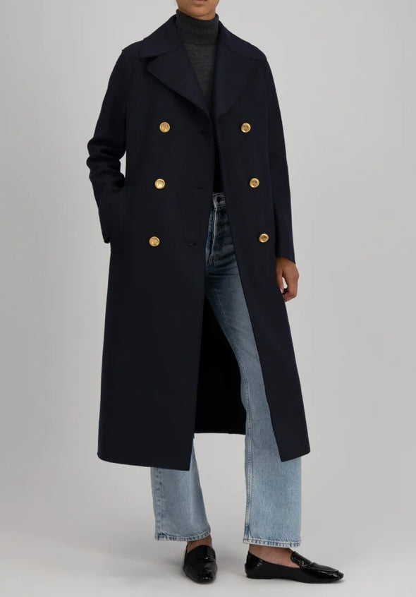 Harris Wharf military coat with golden buttons pressed wool