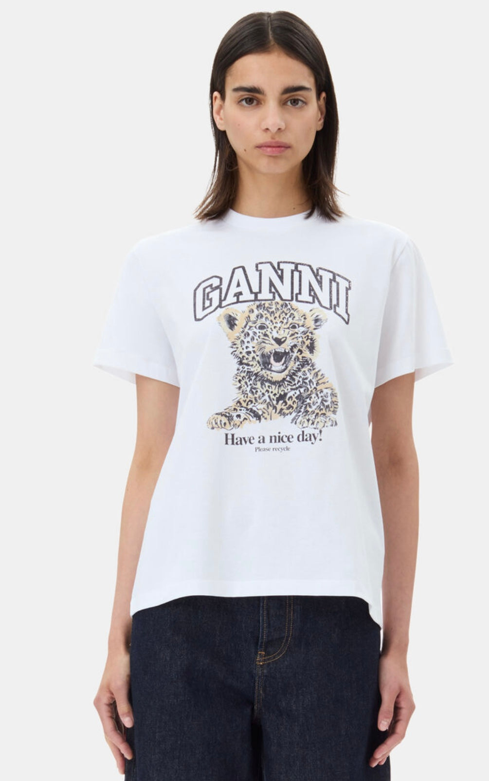 Ganni Basic Jersey Leopard Relaxed T-Shirt