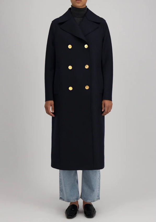 Harris Wharf military coat with golden buttons pressed wool