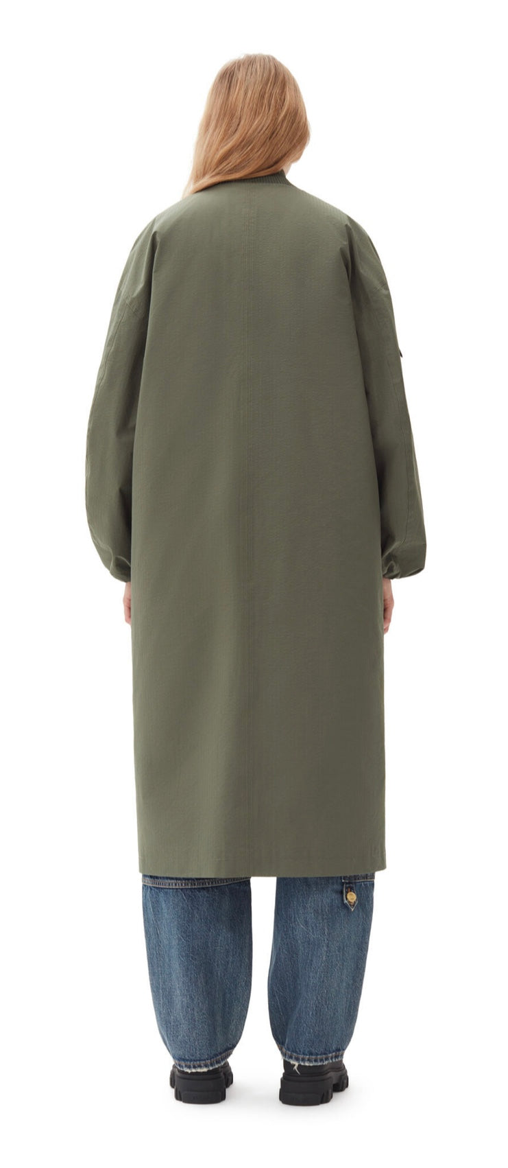 Ganni Tech Seersucker Oversized Shell Coat