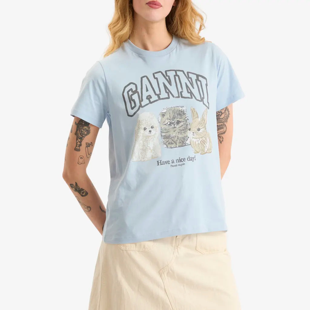 Ganni Animal Print Graphic T-Shirt