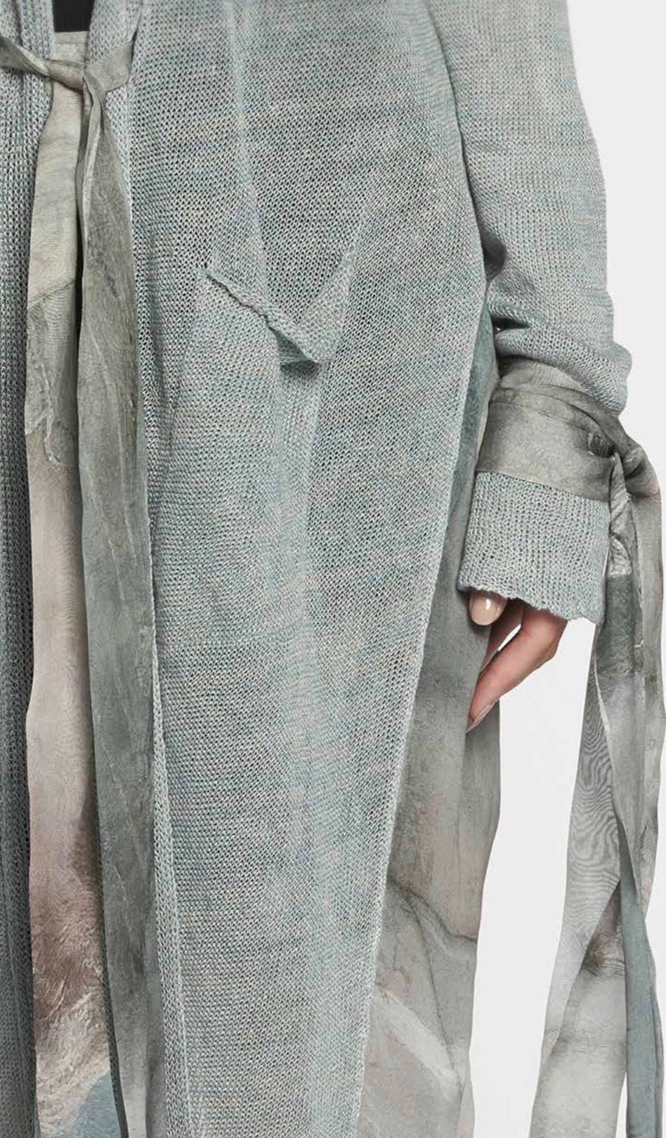 Masnada Knitted Linen Cardigan with Chiffon Back