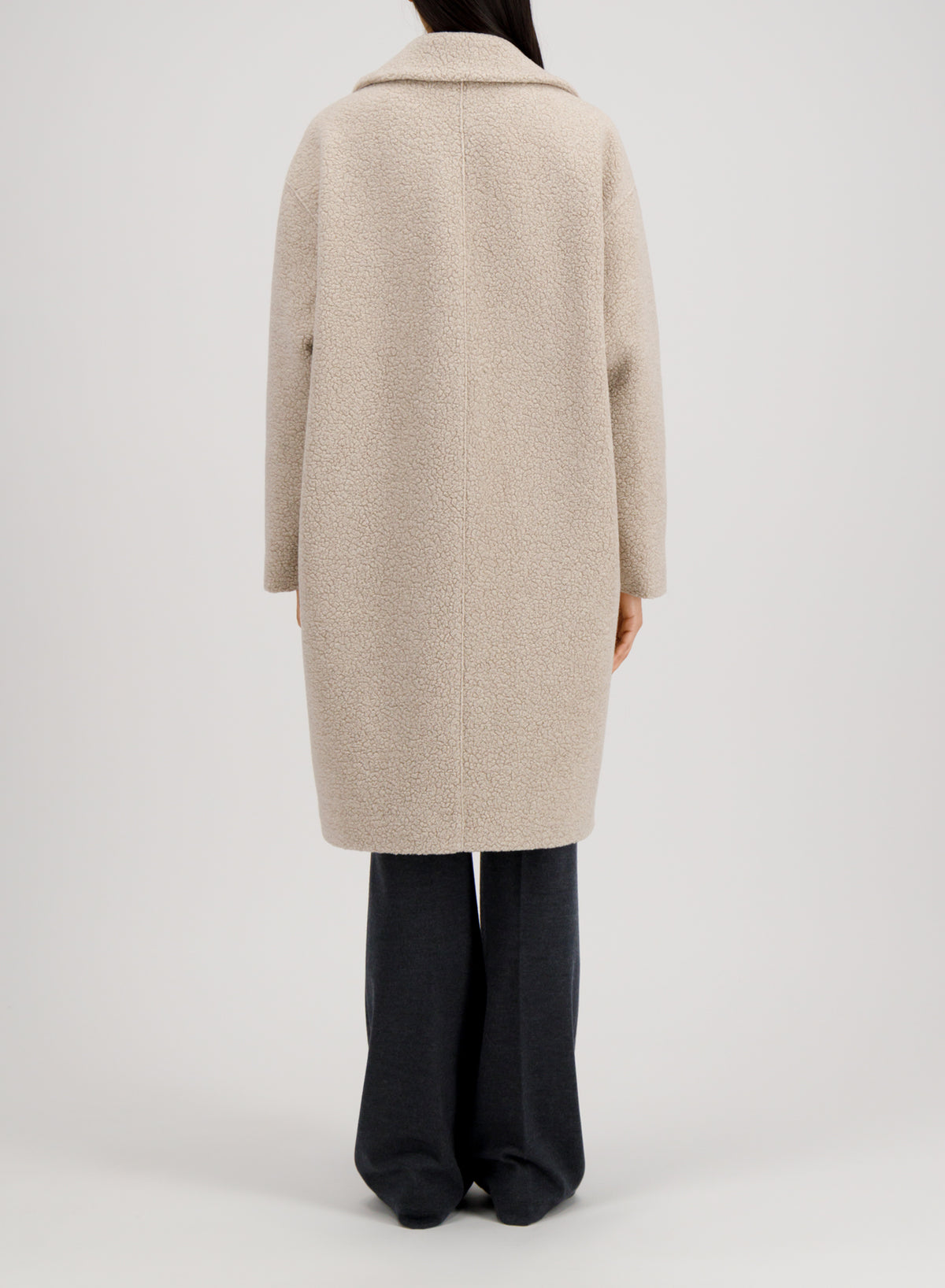 Women dropped shoulder d.b. coat bouclé