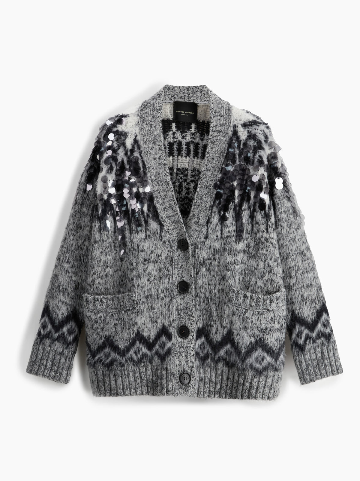 CARDIGAN JACQUARD RICAMO PAILLETTES