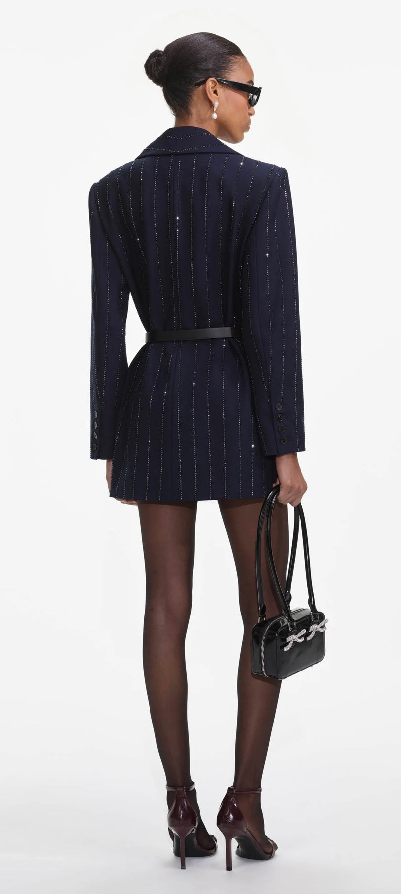 Self Portrait Rhinestone Pinstripe Blazer