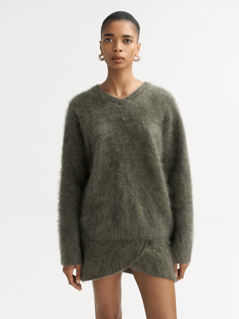 Soft Goat Brushed V Neck