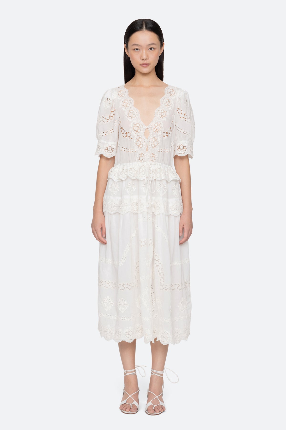 SOFIA EMBROIDERY PUFF SLV DRESS (D1)