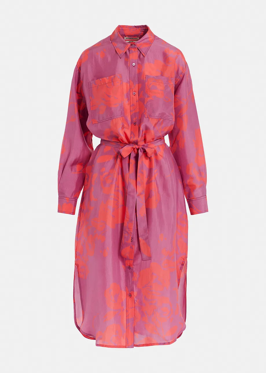 Essentiel Antwerp Foxglove Silk Shirt Dress