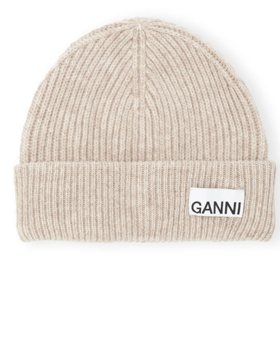 Ganni Light Structured Rib Knit Beanie