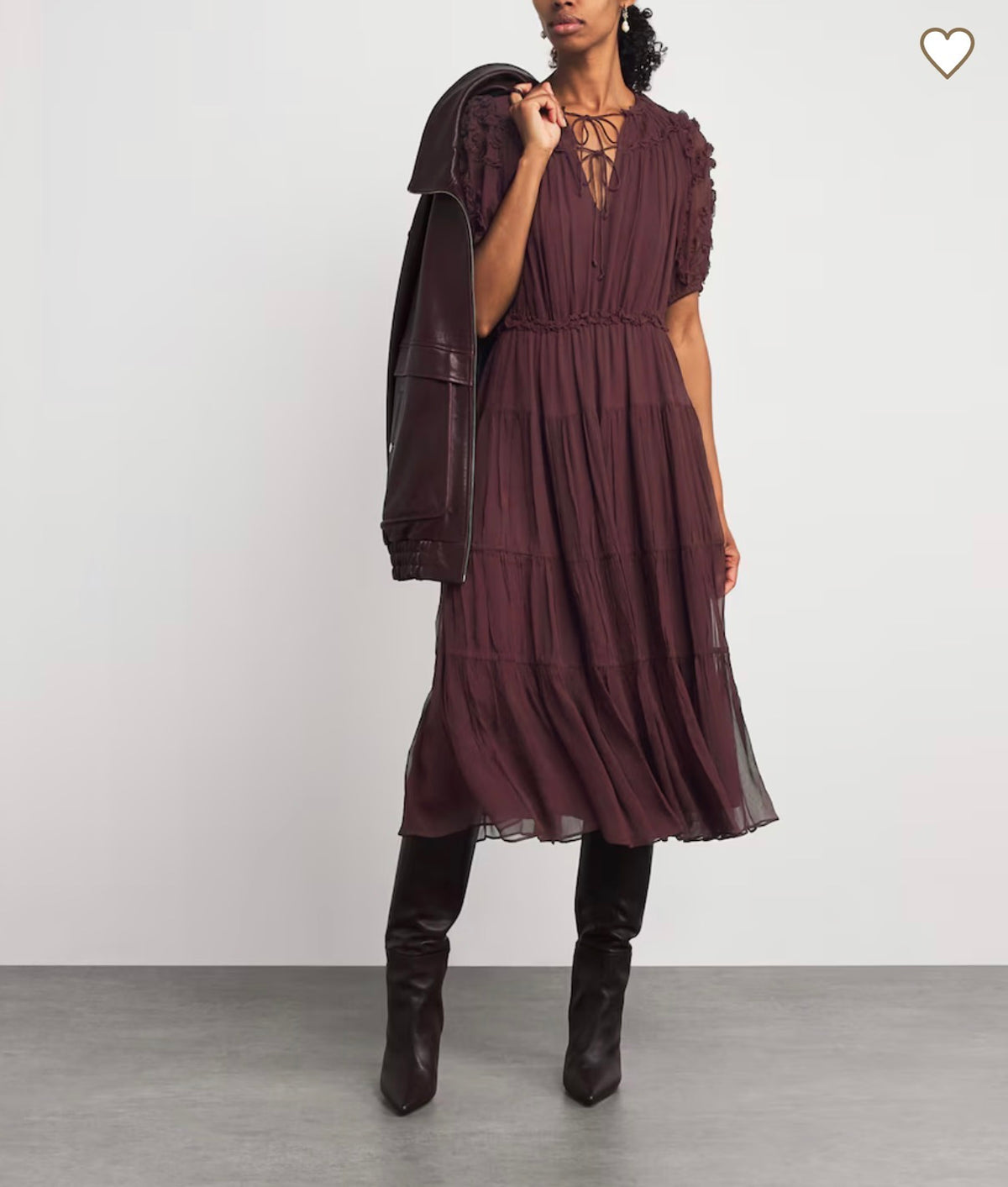 Nan Silk Short Sleeve Midi Dress