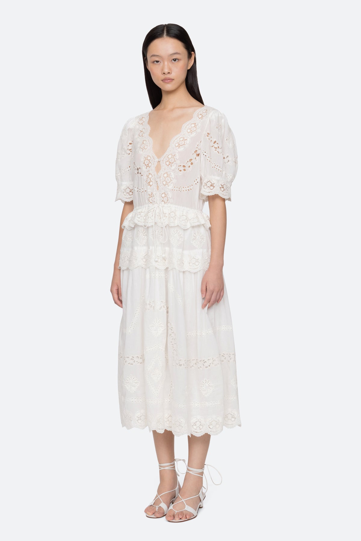 SOFIA EMBROIDERY PUFF SLV DRESS (D1)