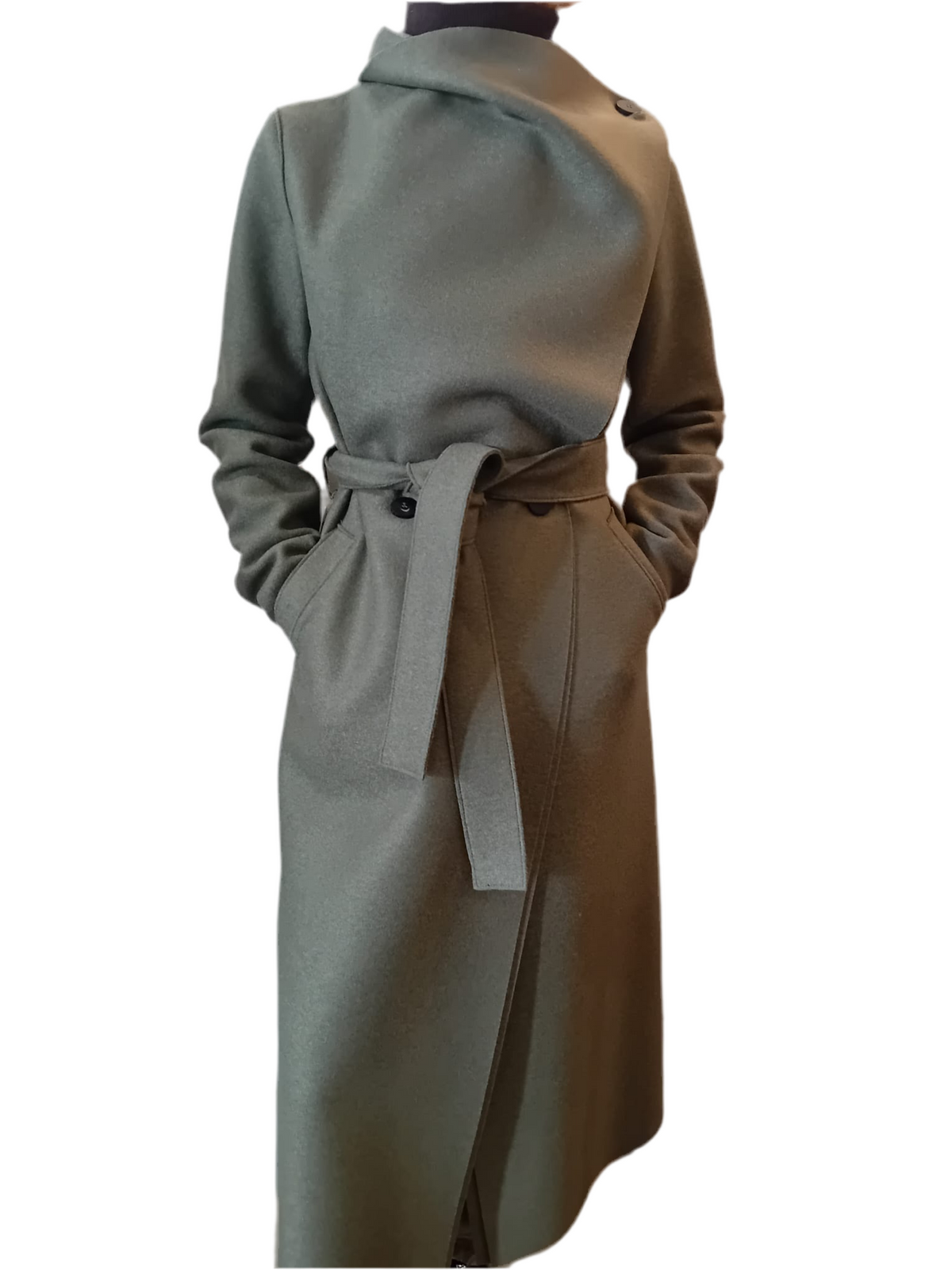 Harris Wharf long volcano coat pressed wool