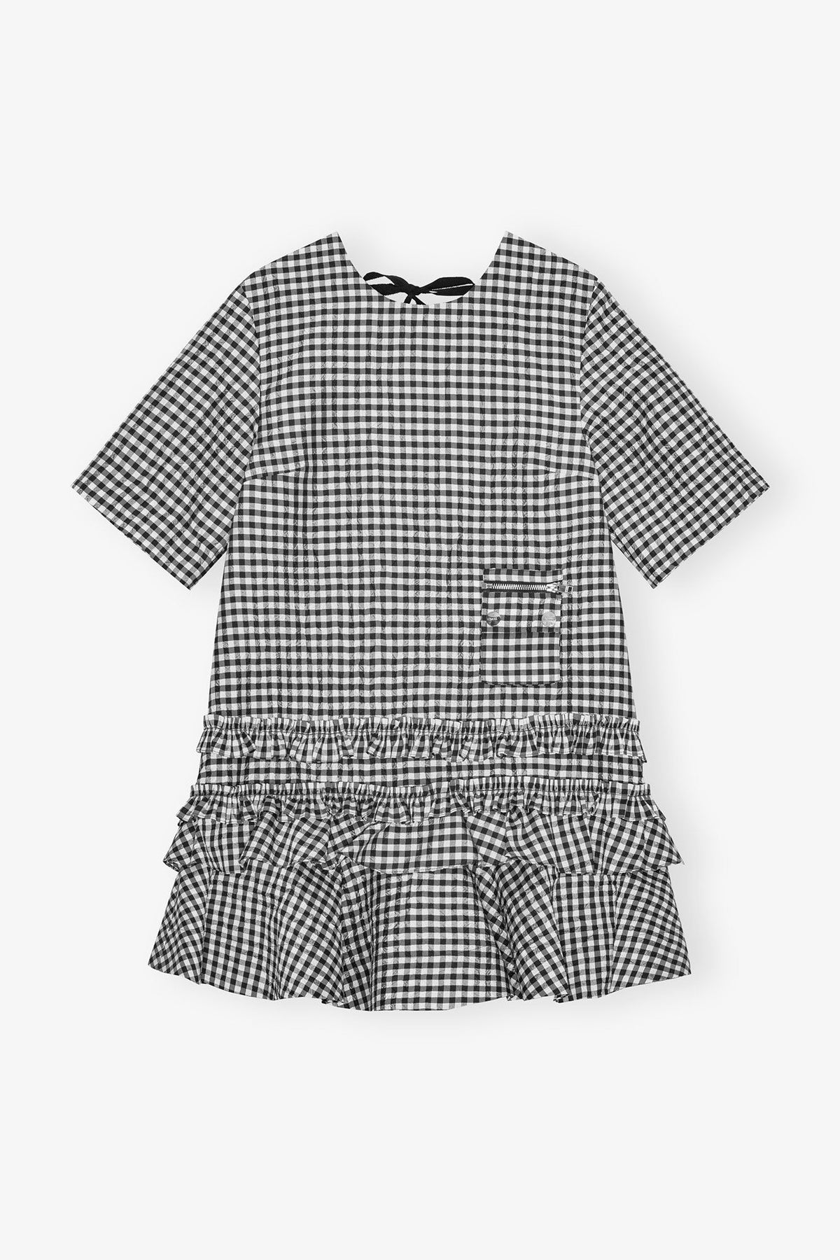 Ganni Crinkled Check Mini Dress