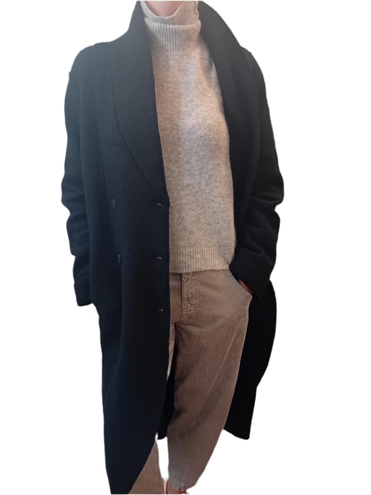 Transit Double-Breasted Long Wool Coat