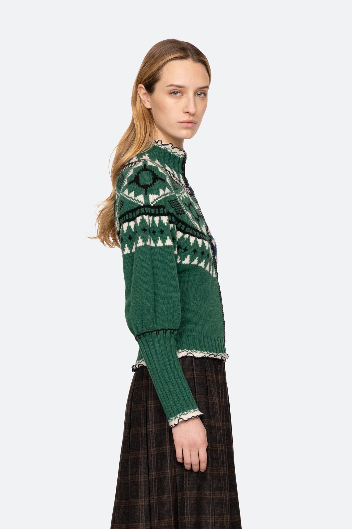LINEA FAIR ISLE ZIP FRONT CARDIGAN (D2)