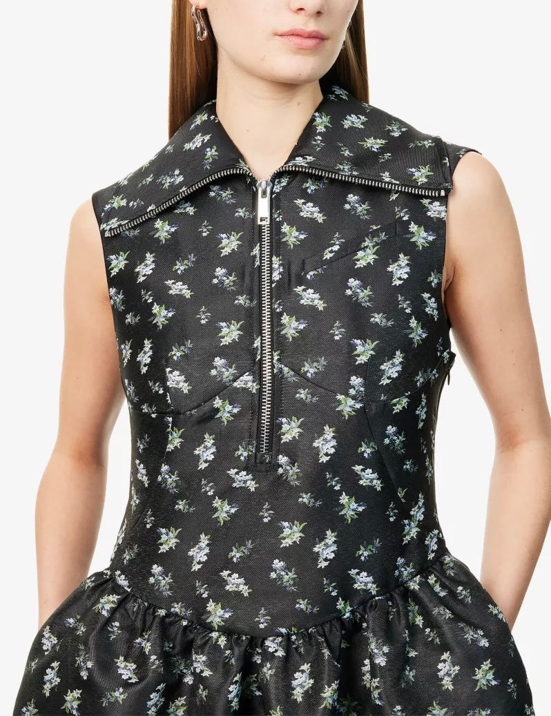 Ganni Floral Jacquard Midi Dress