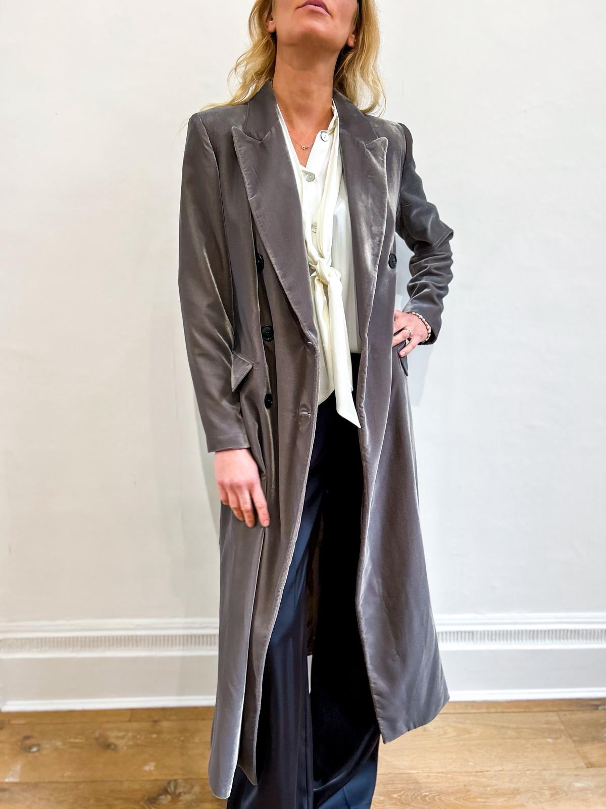 Square velvet velour coat