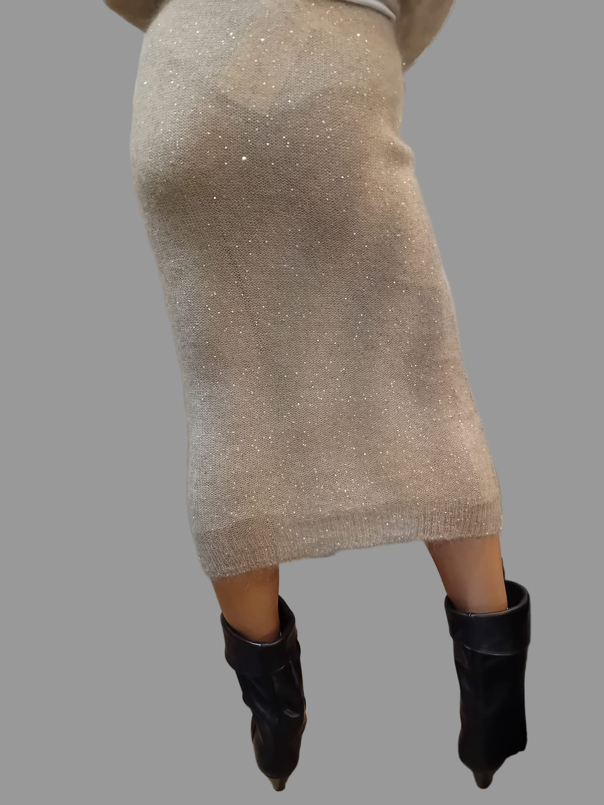 Nude Sequin Knit Skirt