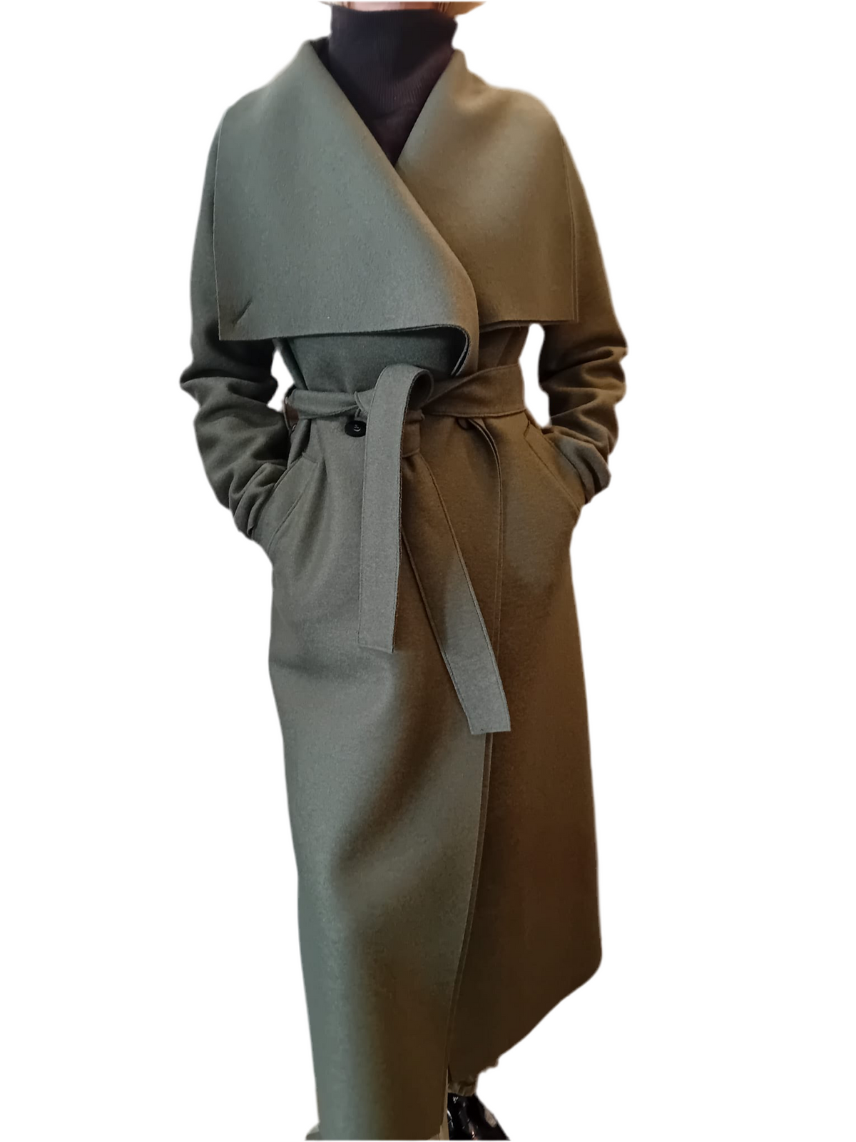 Harris Wharf long volcano coat pressed wool