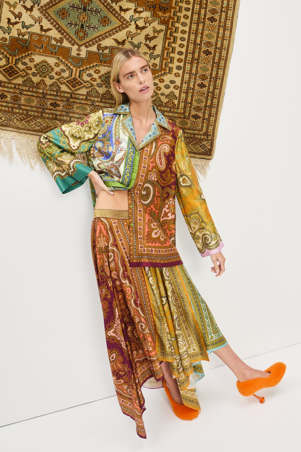 CLEMENZA SPLICED SILK SHIRT