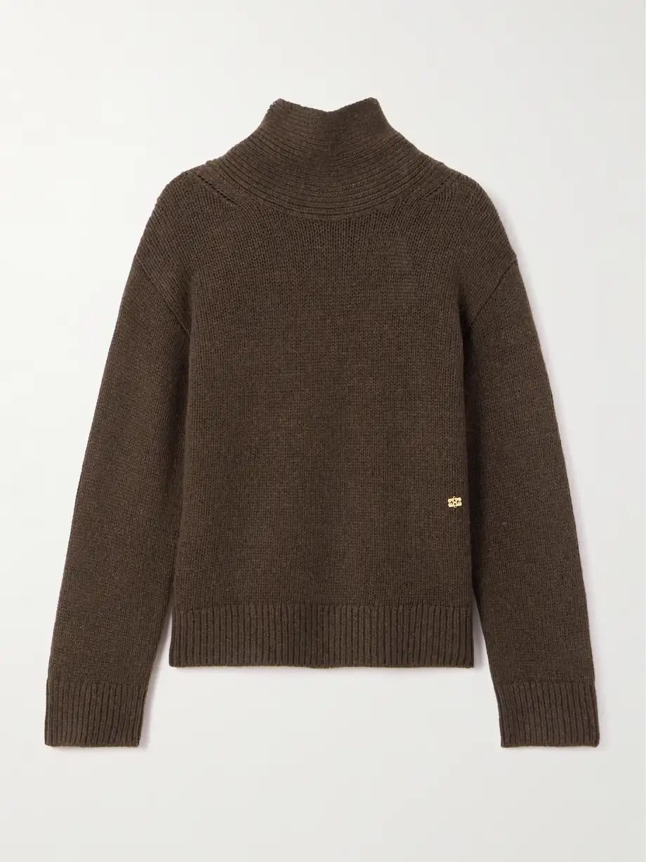 Ganni Chunky Yak Mix Open Back Turtleneck