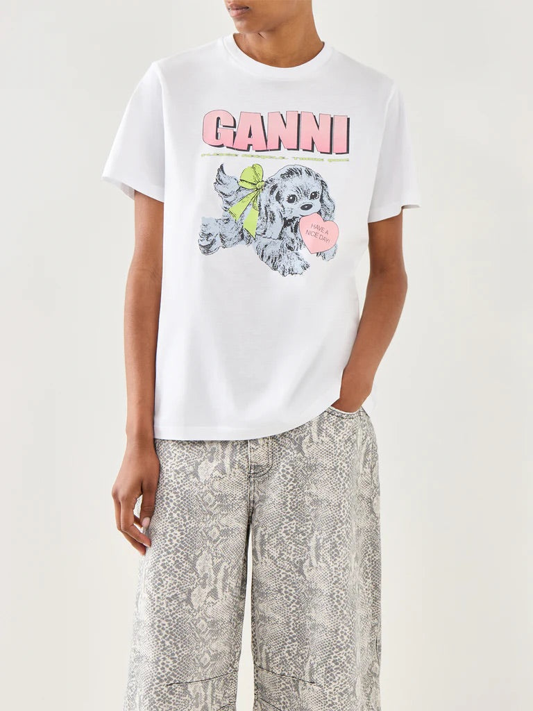Ganni Basic Cotton Jersey Neon Puppy  T-shirt