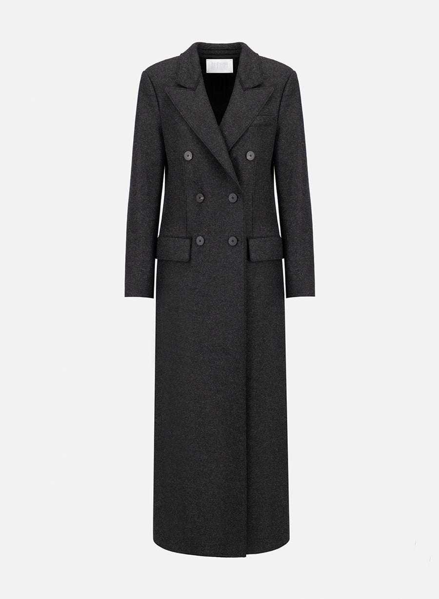 HARRIS WHARF LONG DOUBLE BREASTED TAILORED COAT IN PRESSED WOOL
