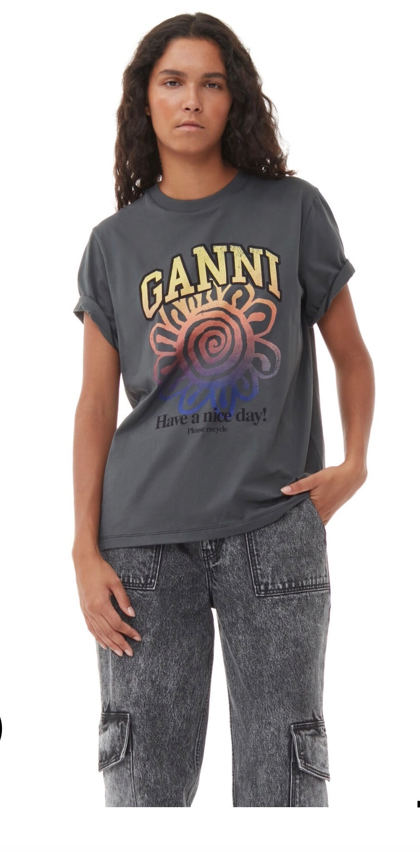 Ganni Basic Jersey Flower Relaxed T-Shirt