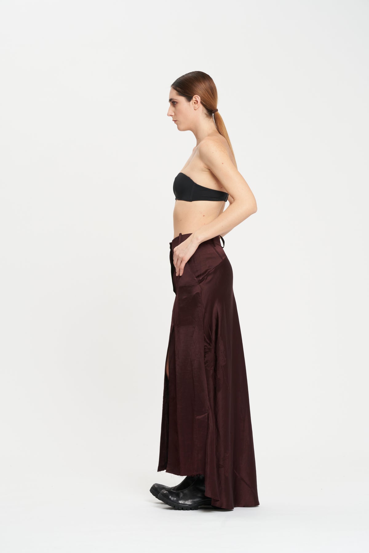 Masnada Beetroot jacquard maxi skirt